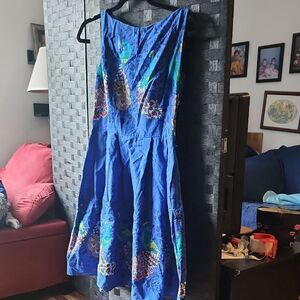 Heart Of Haute Blue Peacock Print Dress Size S